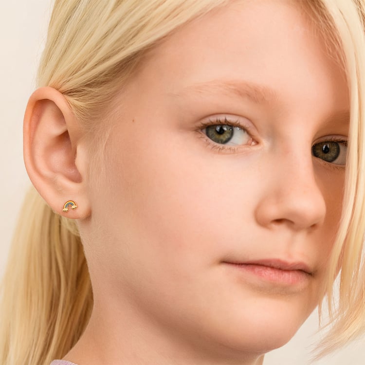 Zlaté dětské náušnice ve tvaru duhy Marigold 164373