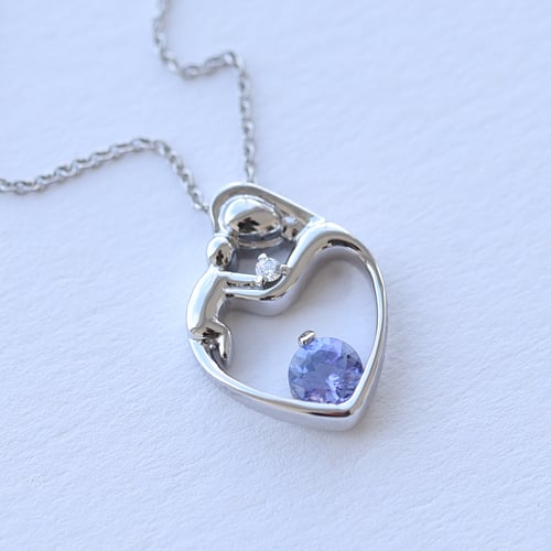 Přívěsek matka a dítě s tanzanitem a diamantem Ella