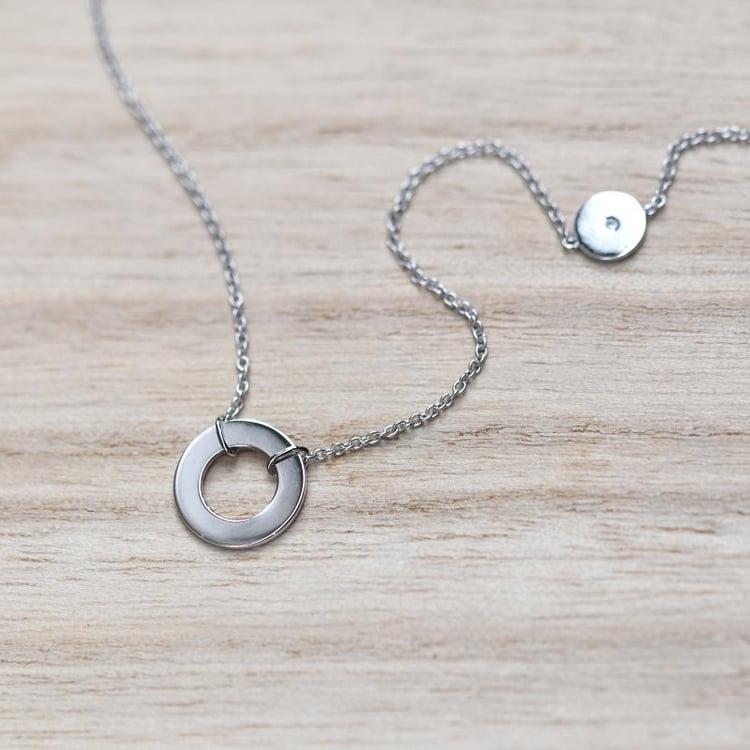 Stříbrný kruhový náhrdelník s diamantem Emelda 103789