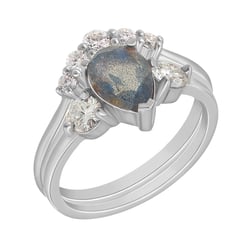 Set prstenů ze zlata s labradoritem a moissanity Bechet