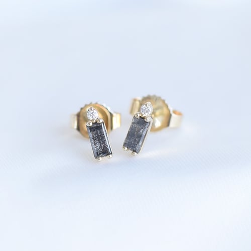 Náušnice s baguette a round diamanty Xene