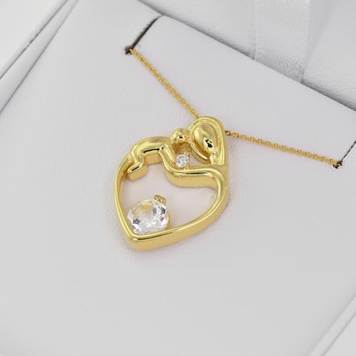Přívěsek matka a dítě s moissanitem a diamantem Ella