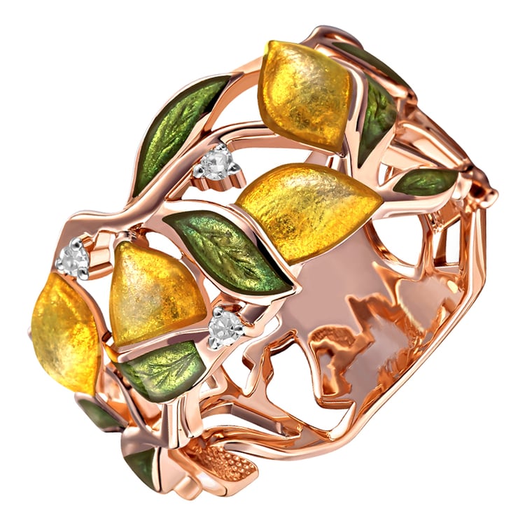 Zlatý diamantový prsten s citrony