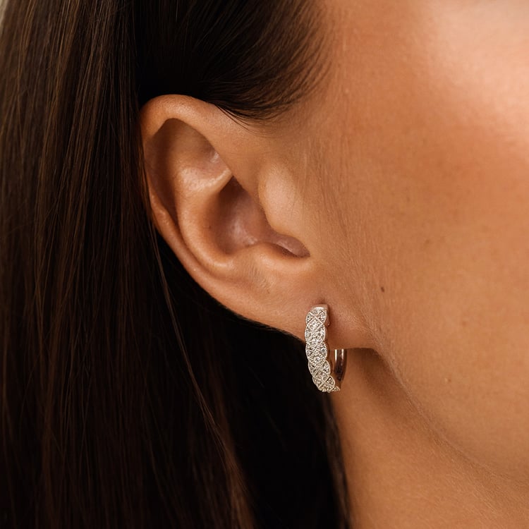 Stříbrné kruhové náušnice s diamanty Laura 163080