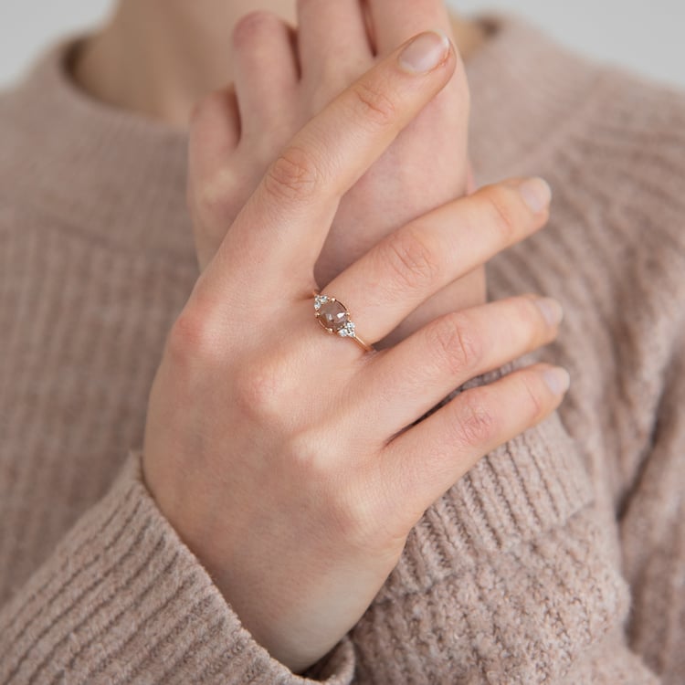 Prsten ze zlata se salt and pepper diamantem Agathe 124791