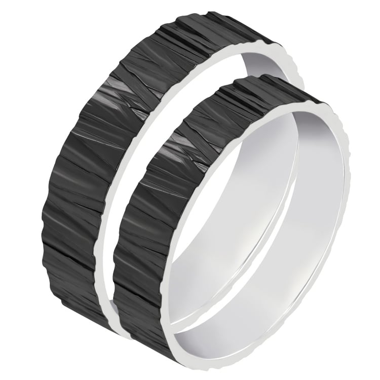 Zlaté snubní prsteny s reliéfem