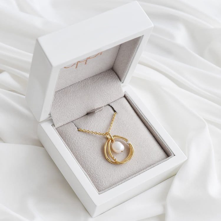 Pozlacený přívěsek s perlou a zirkony 90752