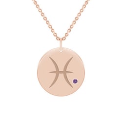 Zlatý přívěsek se znamením a ametystem Ryby