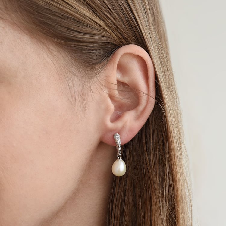 Visací náušnice s perlami a zirkony 88041