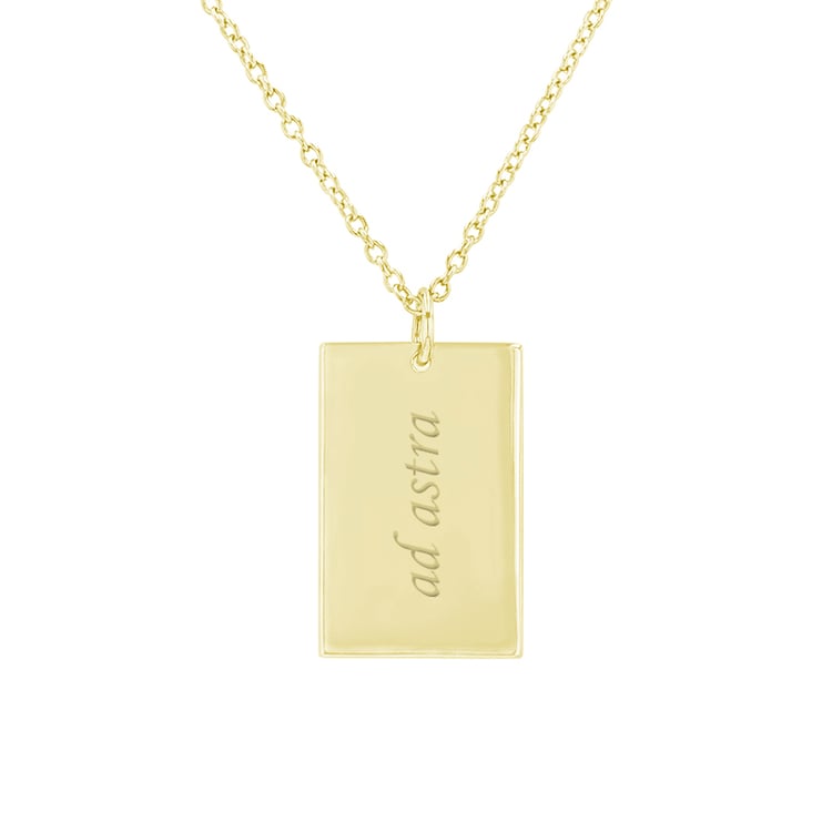 Zlatý obdélníkový přívěsek s oboustranným gravírem Aeryn 100023