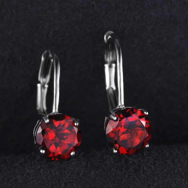 Náušnice s červenými round granáty 20589