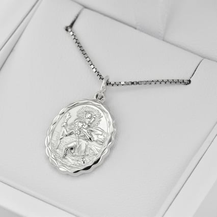 Stříbrný přívěsek pro řidiče a cestovatele se svatým Kryštofem Uhy