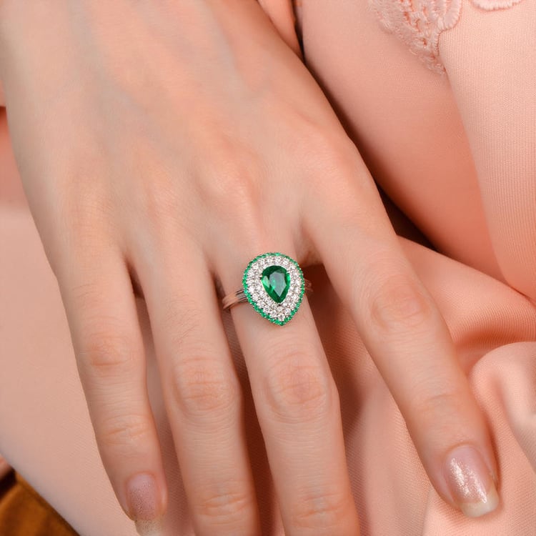 Smaragdová souprava šperků s diamanty Teal 147047