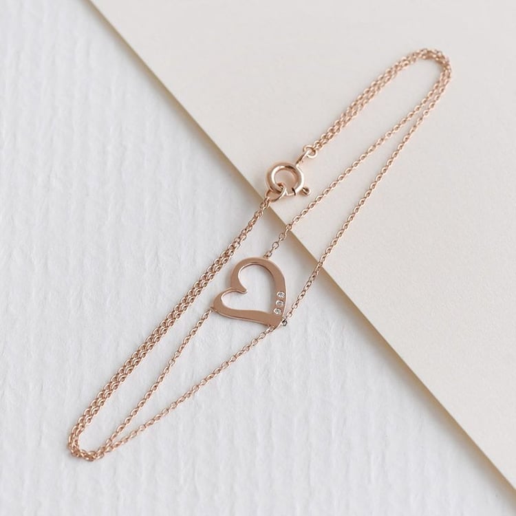 Dvojitý náramek ve tvaru srdce s diamanty Nikki 98443