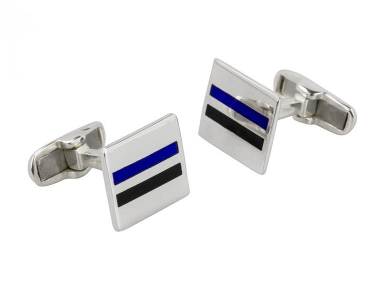 Manžetové stříbrné knoflíky s pruhy Ronin