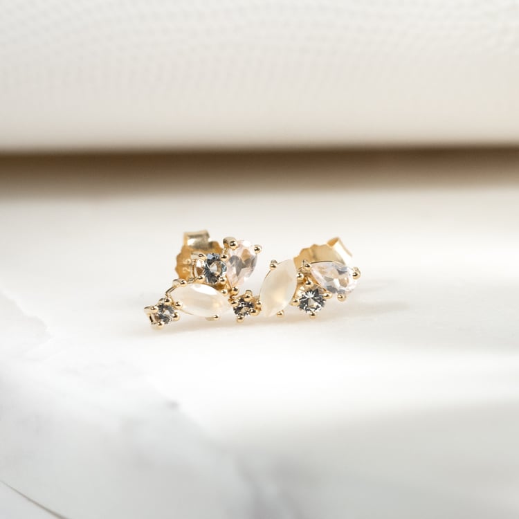 Stříbrné náušnice s měsíčním kamenem, růženínem a topazy Nacho 131883