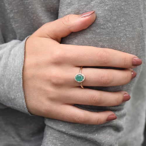 Smaragdový prsten s diamanty Arya