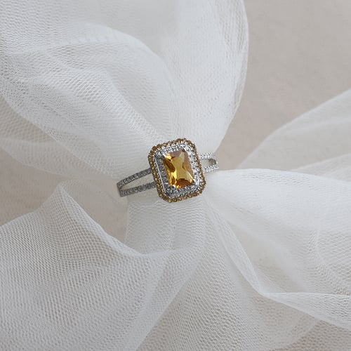 Zlatý prsten plný diamantů a citrínů Dixie