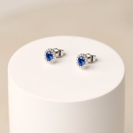 Jemné náušnice ze zlata se safíry a lab-grown diamanty Shrivatsa