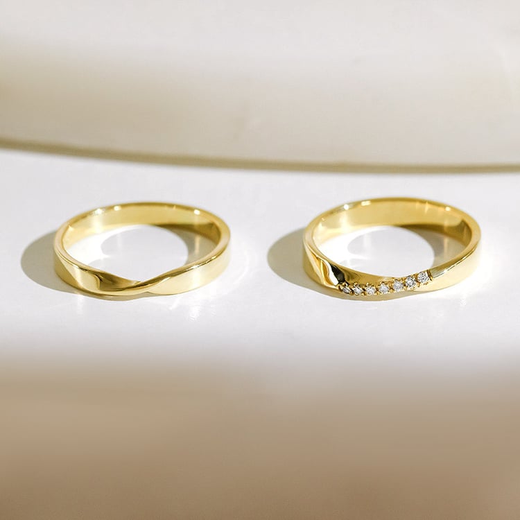 Zlaté propletené snubní prsteny s lab-grown diamanty Lasha 154443