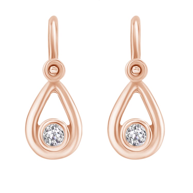 Dětské náušnice ve tvaru slzy z růžového zlata 145319