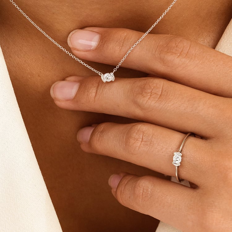 Minimalistický prsten ze stříbra s lab-grown diamantem Otto 163137