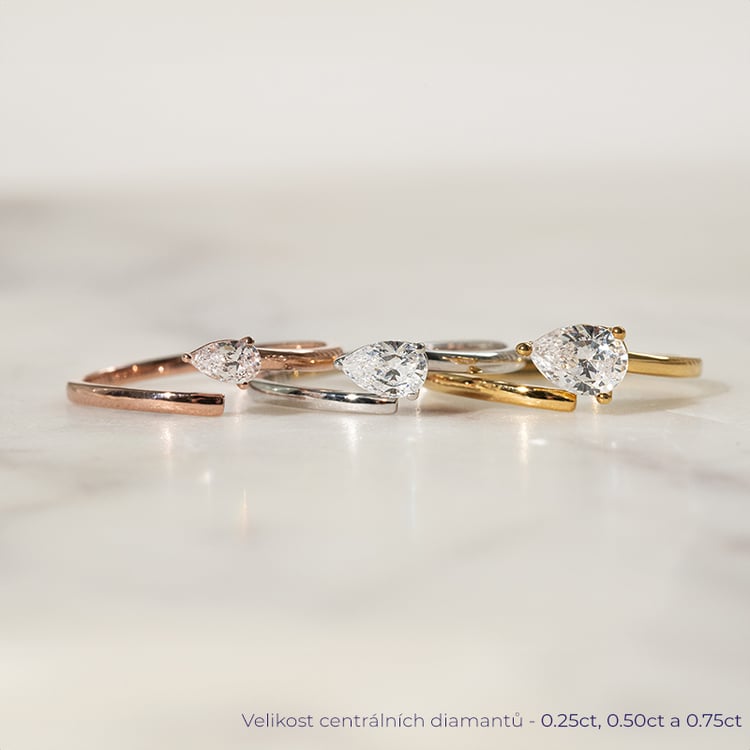 Atypický zásnubní prsten s pear diamantem Hazel 137526