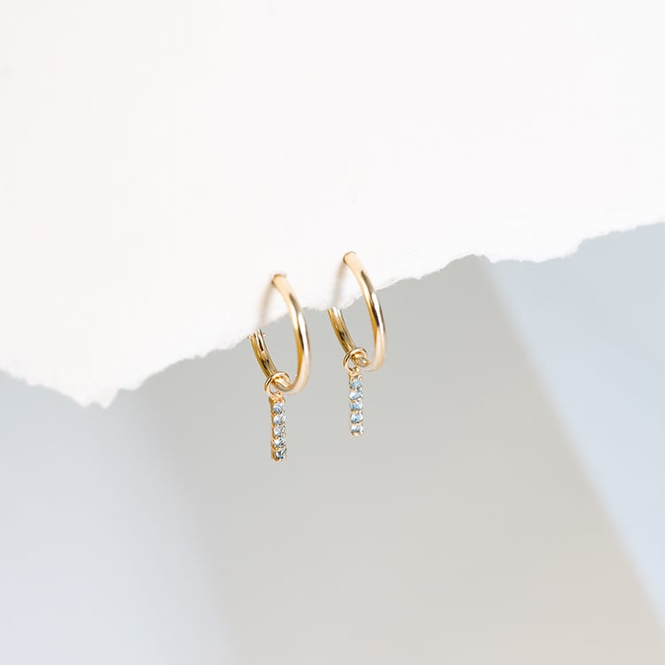 Zlaté visací náušnice s modrými topazy Elaine 122998