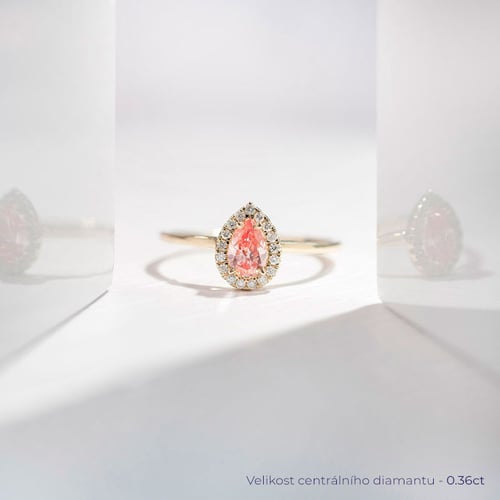 Zásnubní prsten s certifikovaným fancy pink lab-grown diamantem Simone