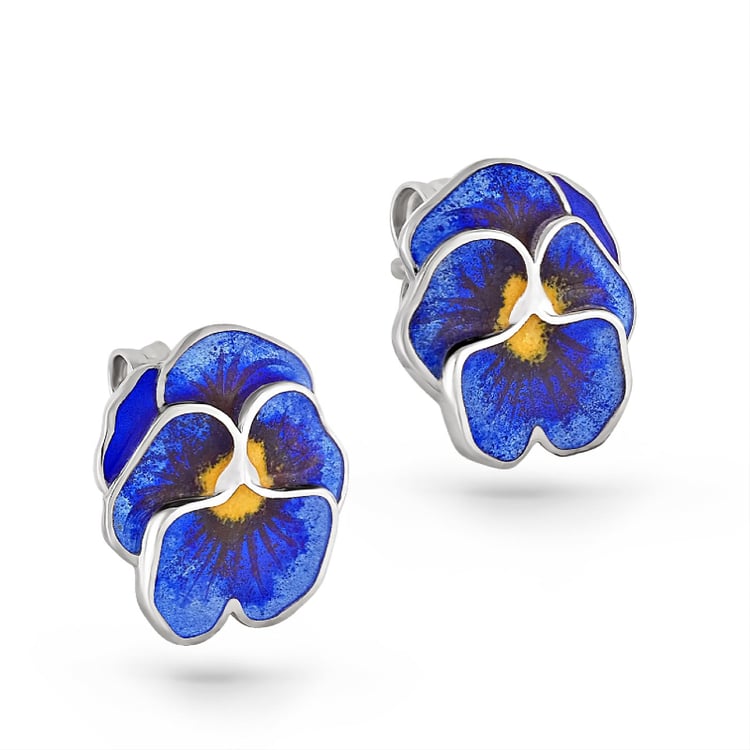 Stříbrné náušnice fialky