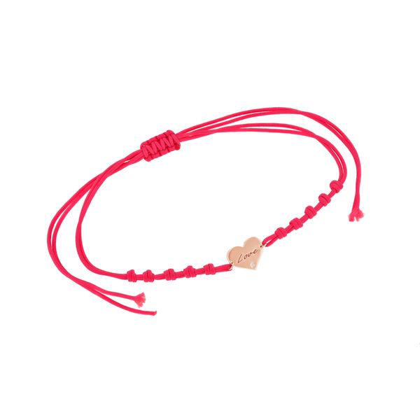 Provázkový srdcový náramek s gravírem a diamantem Kristie