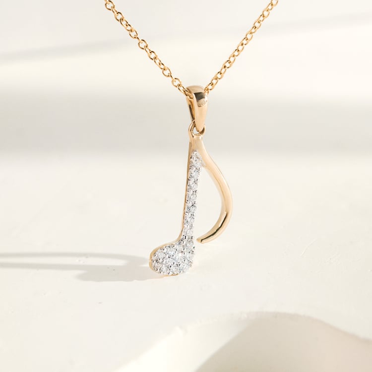 Zlatý přívěsek s lab-grown diamantem ve tvaru noty 164916