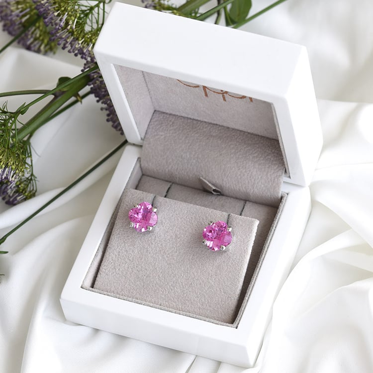 Náušnice s růžovými safíry ze stříbra 82359