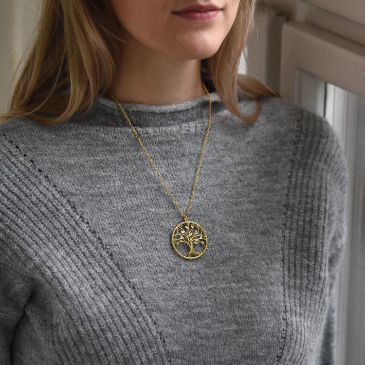 Stříbrný smaragdový náhrdelník strom života 49433