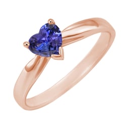 Zlatý zásnubní prsten s tanzanitovým srdcem Lila