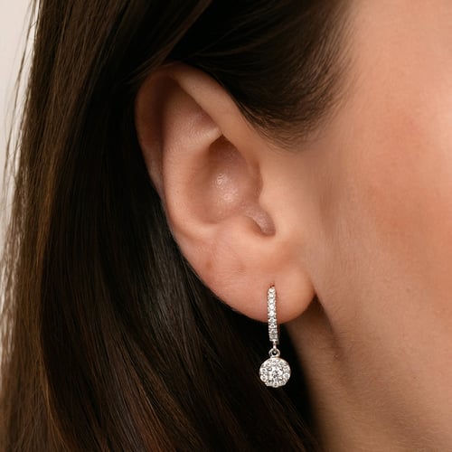 Stříbrné kruhové náušnice s 0.09ct lab-grown diamantem Namita