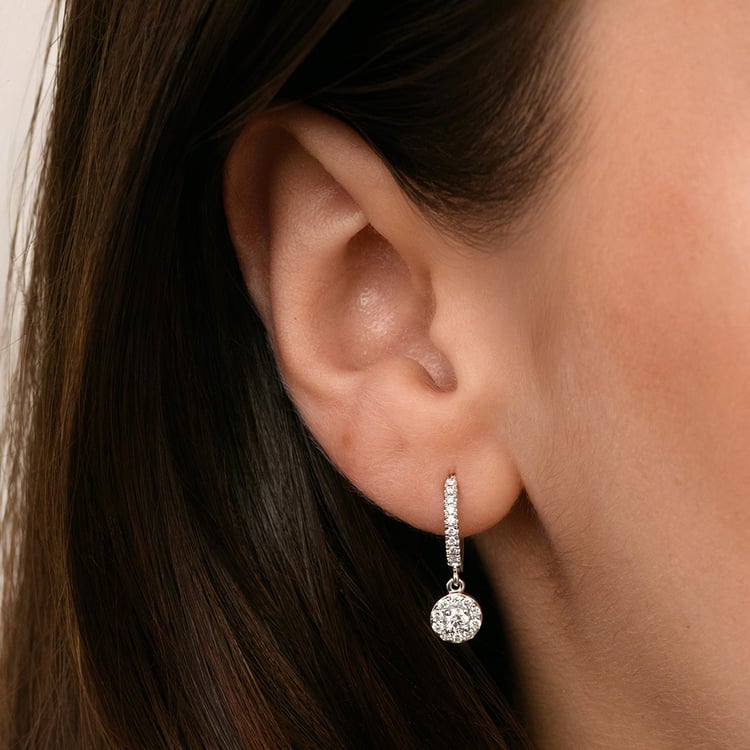 Stříbrné kruhové náušnice s lab-grown diamanty 158773