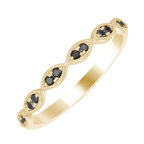 Něžný eternity prsten ze zlata s černými diamanty Talita