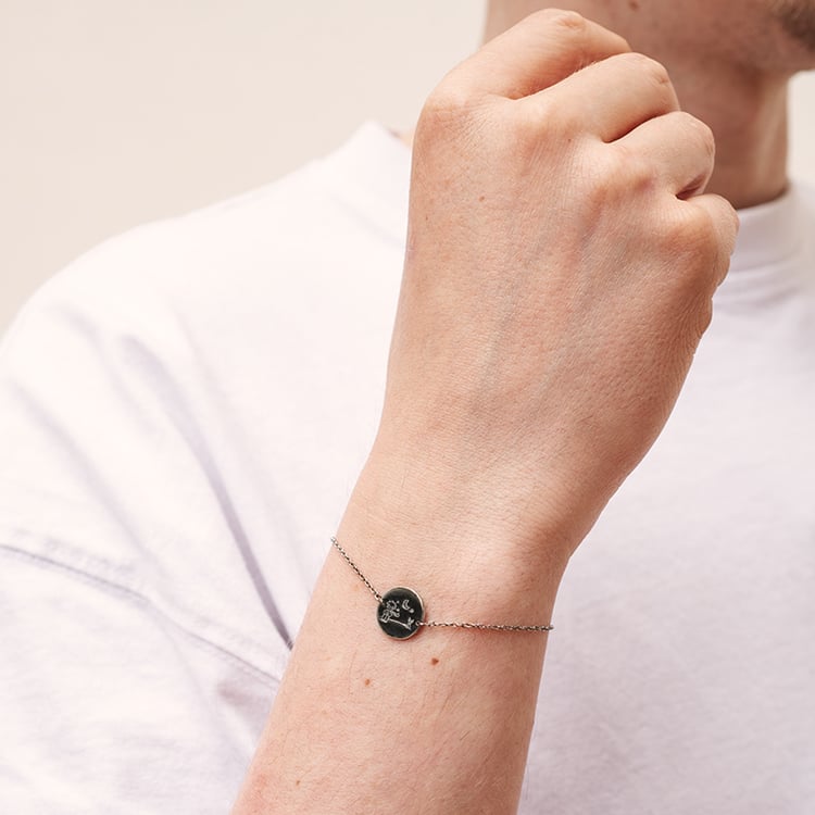 Stříbrný náramek Malý princ s liškou a gravírem 122903