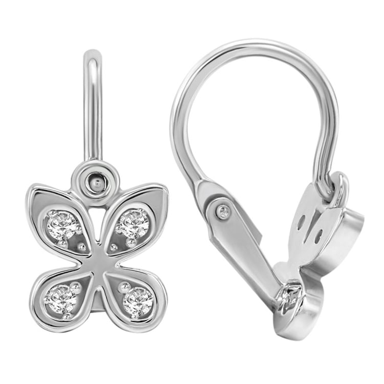 Dětské zlaté náušnice motýlek s diamanty 145077