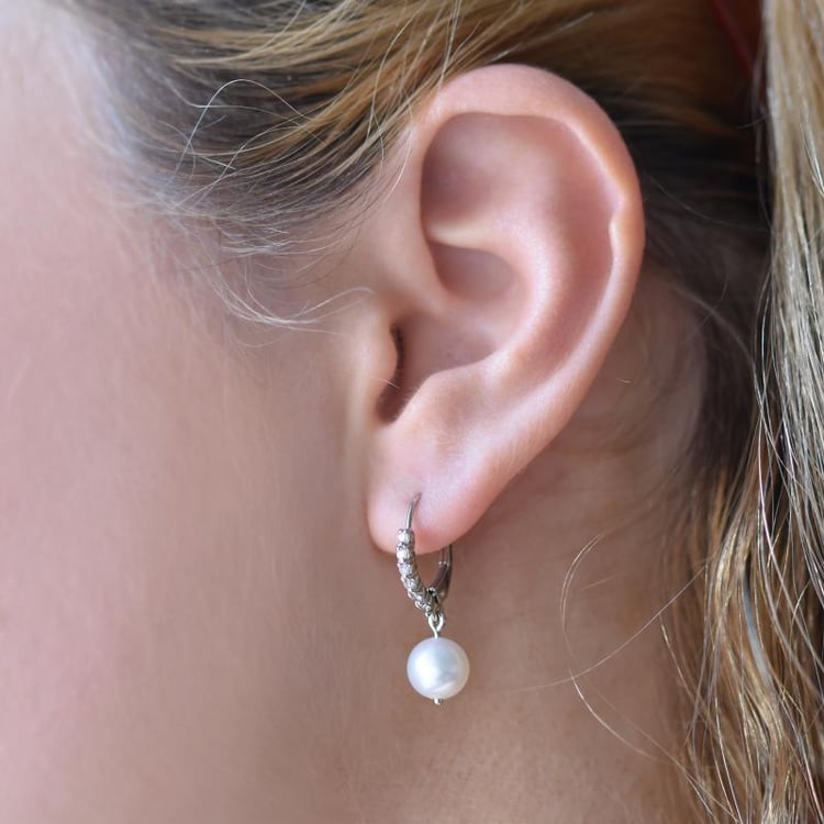 Zlaté perlové náušnice s diamanty Joni 13839