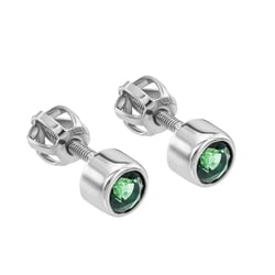 Stříbrné náušnice na šroubek se zelenými turmalíny Tralie