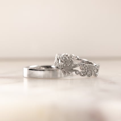 Vintage eternity prsten s lab-grown diamanty a pánský plochý prsten Christine