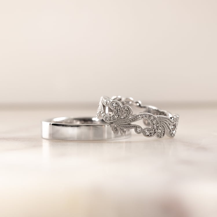 Vintage eternity prsten s lab-grown diamanty a pánský plochý prsten Christine 137868