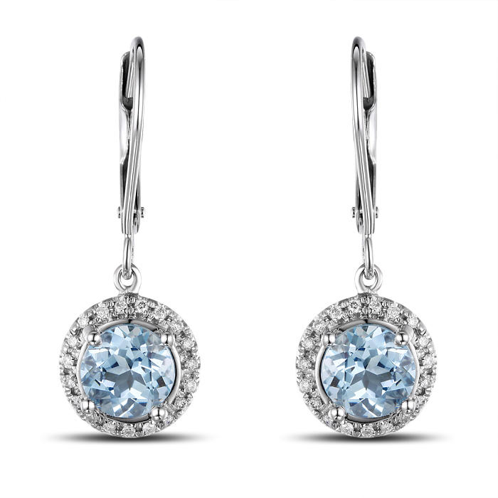 Náušnice s akvamaríny a diamanty Mayanka