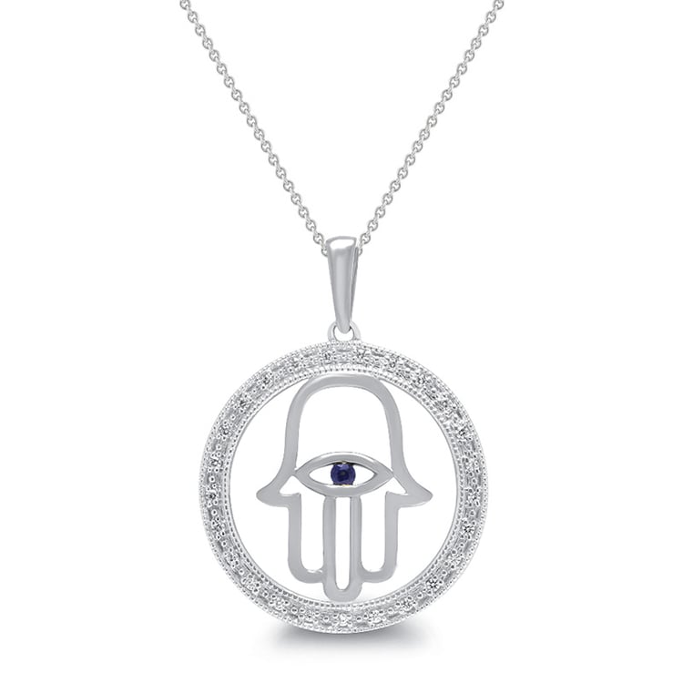 Náhrdelník ve tvaru ruky se safírem 68098