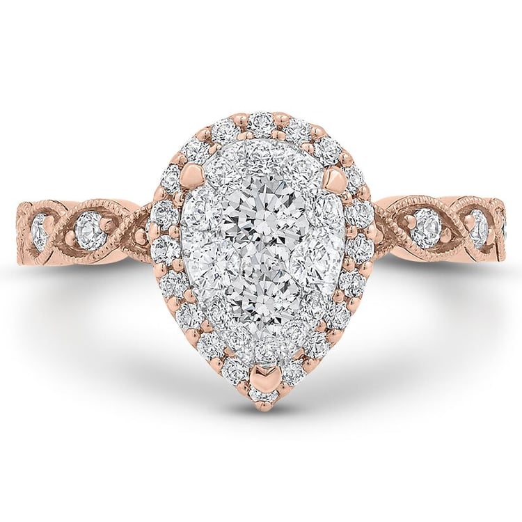 Zlatý zásnubní prsten s diamantovou slzou 46394