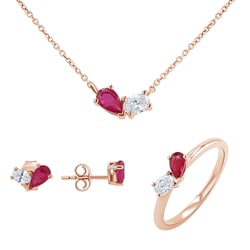Sada šperků Toi et Moi s rubínem a lab-grown diamantem Ethelmary