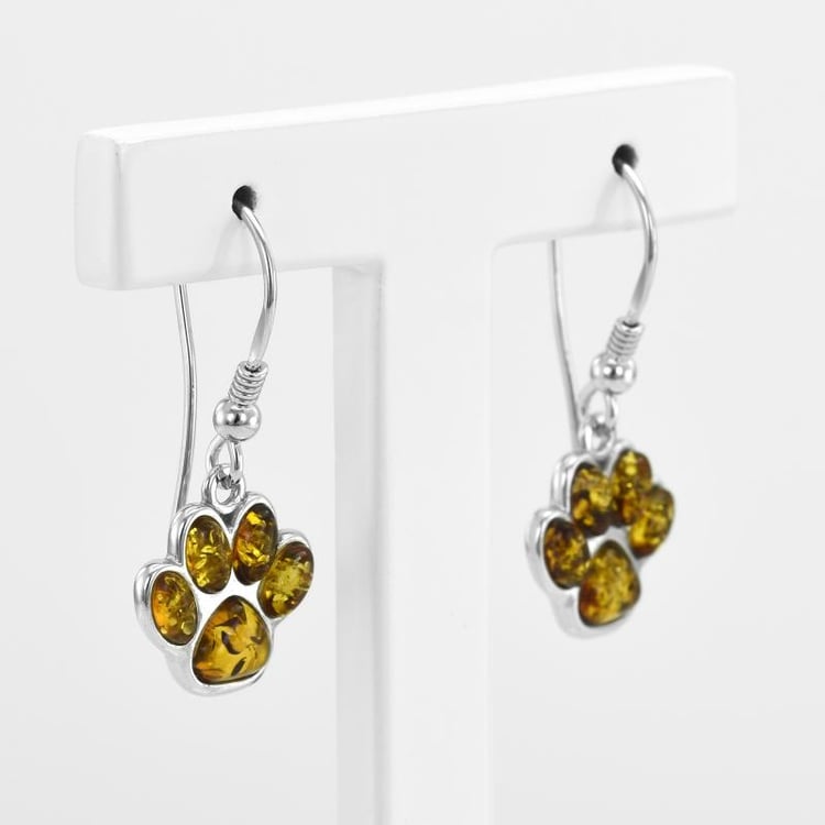 Náušnice s jantarovými tlapkami 52058