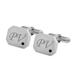 Stříbrné manžetové knoflíčky s gravírem a černými diamanty Meissa